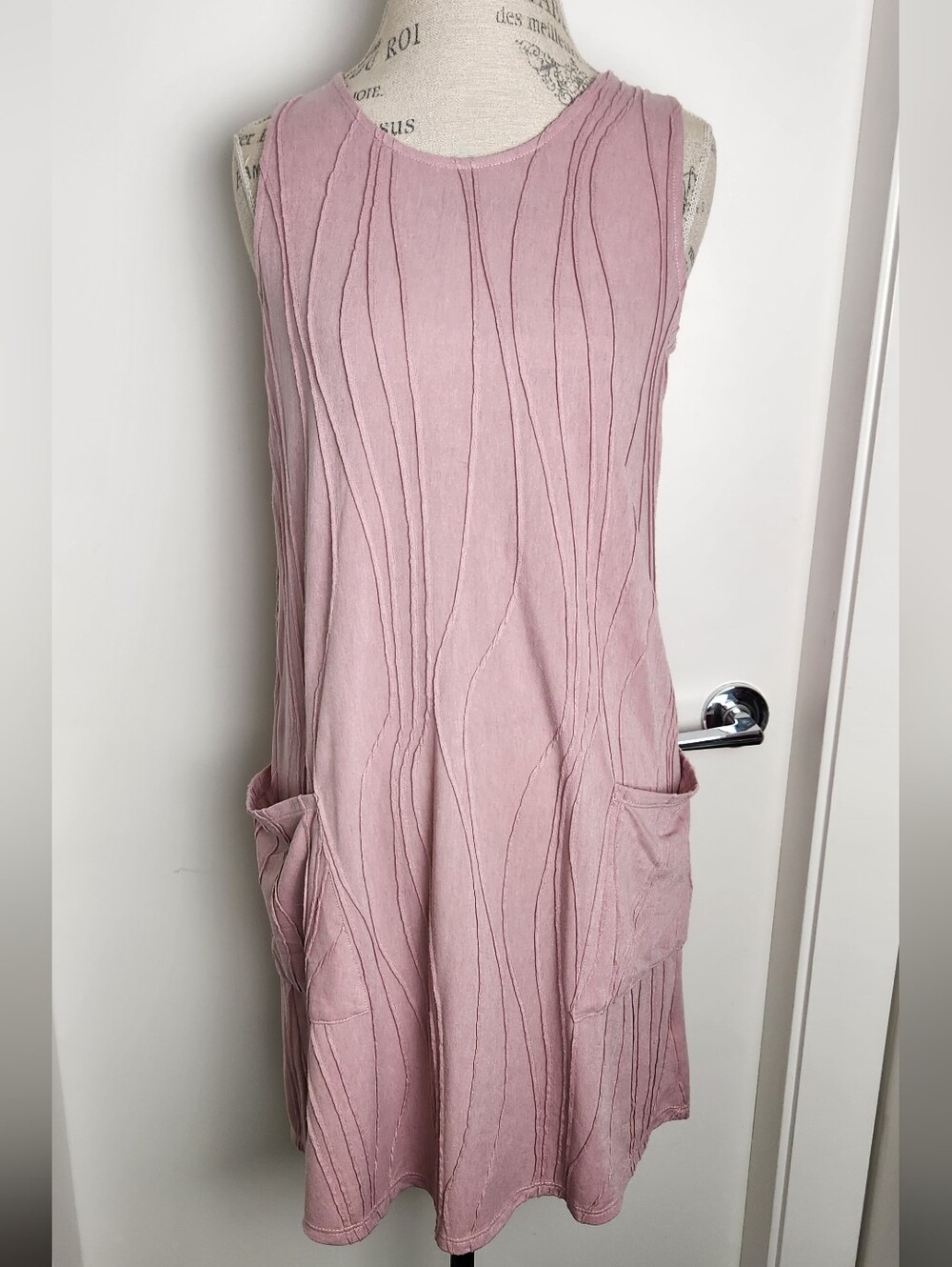 Pink Casual Shift Dress with Pockets
